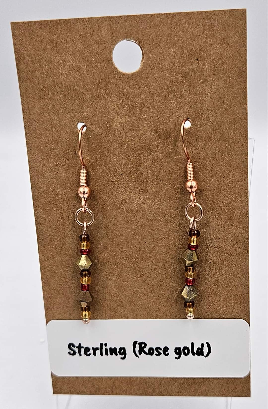 Rose gold sterling silver dangle earrings