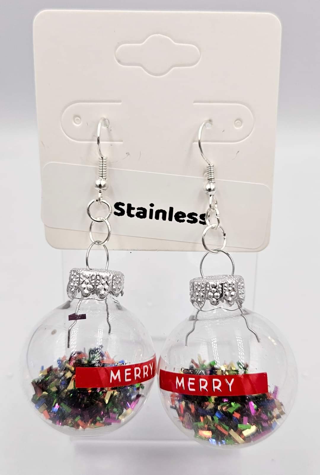 Stainless steel dangle earrings