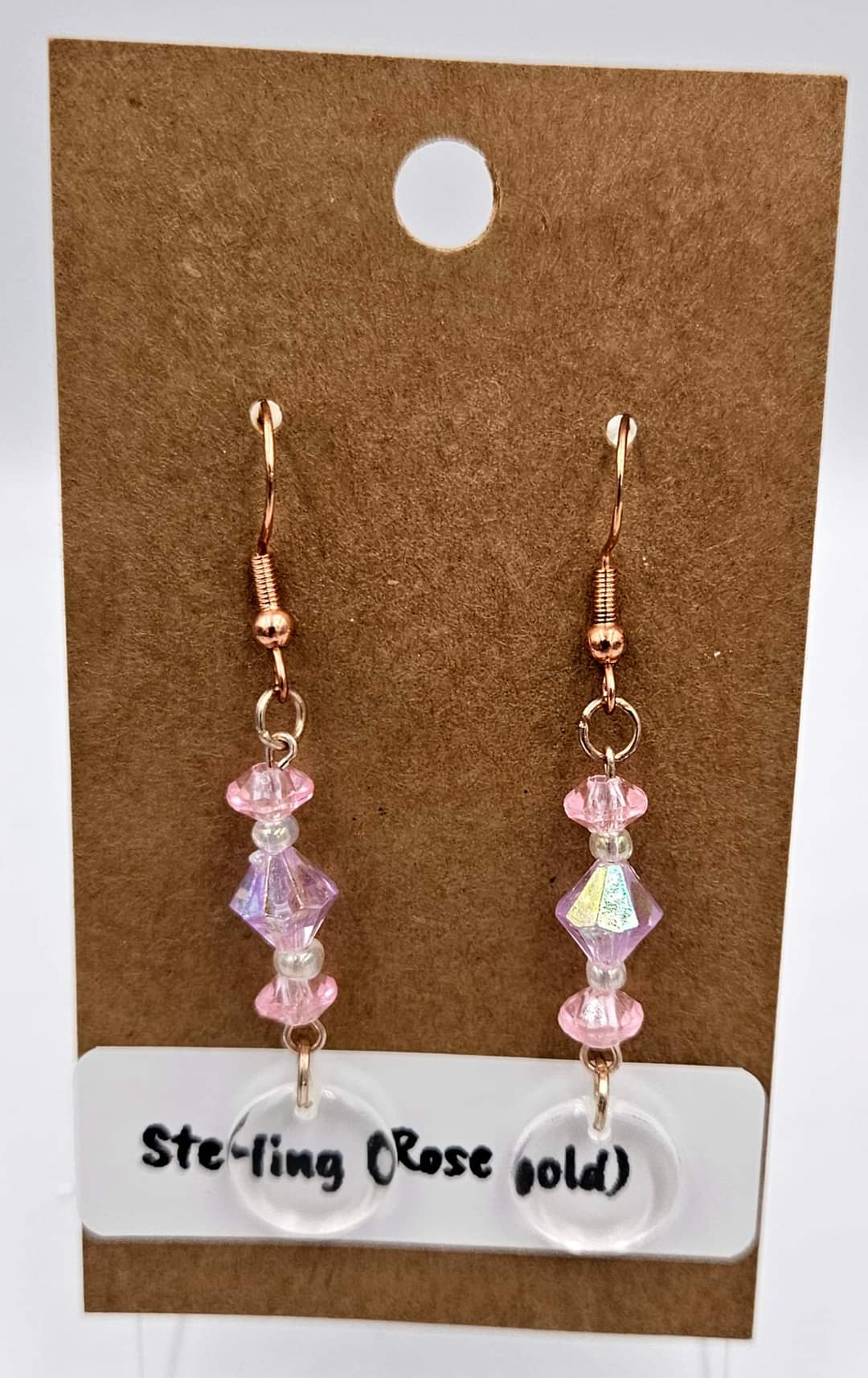 Rose gold sterling silver dangle earrings