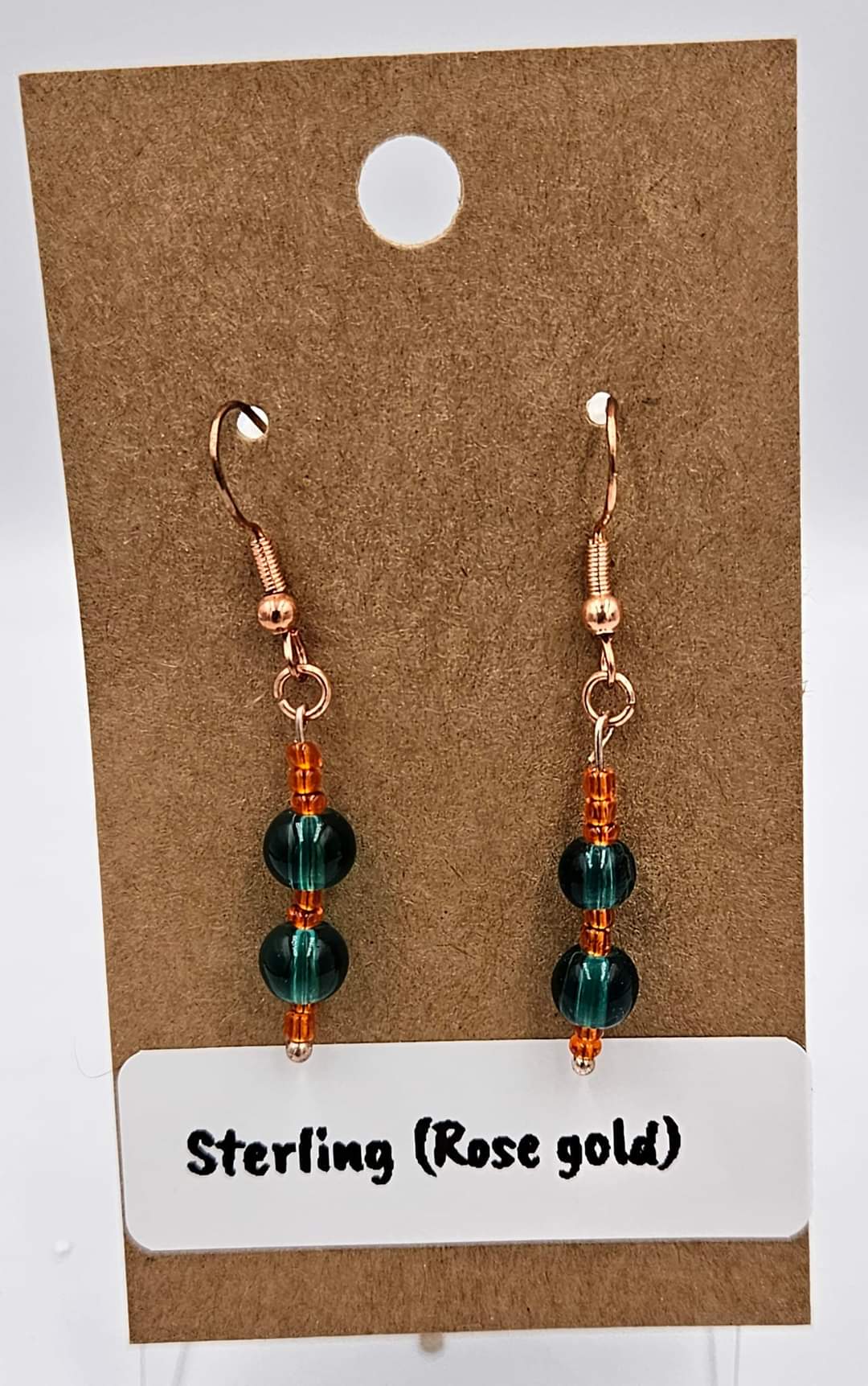 Rose gold sterling silver dangle earrings